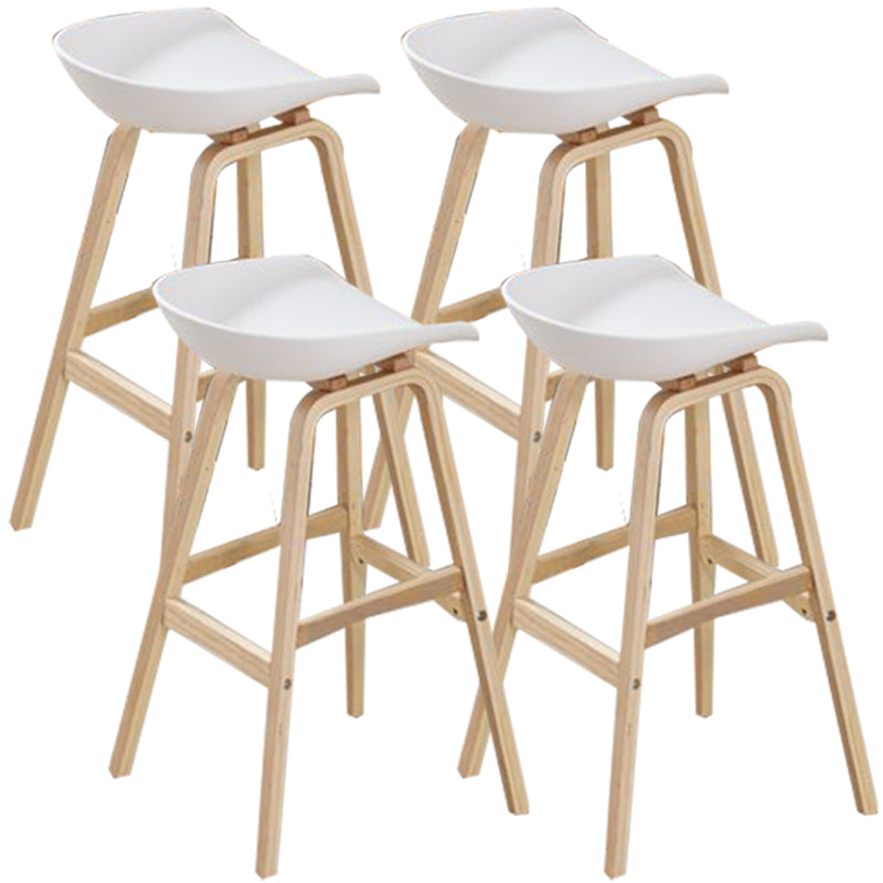 Wood Plastic Counter Stools Backless Scandinavian Bar Stools with Bucket Seat Natural White 4 Piece Set Clearhalo 'Bar Furniture' 'Bar Stools' 'bar_stools' 'furn' 'furn_bar_stools' 'furniture_bar_stools' 'Kitchen & Dining Furniture' 'kitchen&dining_furn' 'kitchen' 'kitchen_furn' Furniture' 4392857