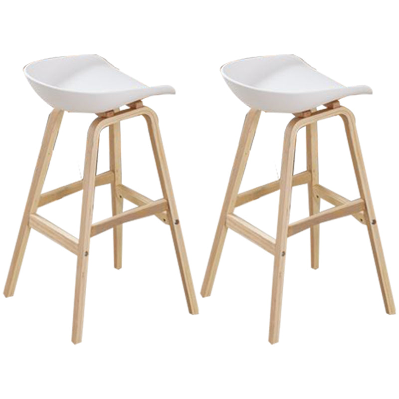Wood Plastic Counter Stools Backless Scandinavian Bar Stools with Bucket Seat Natural White 2 Piece Set Clearhalo 'Bar Furniture' 'Bar Stools' 'bar_stools' 'furn' 'furn_bar_stools' 'furniture_bar_stools' 'Kitchen & Dining Furniture' 'kitchen&dining_furn' 'kitchen' 'kitchen_furn' Furniture' 4392859