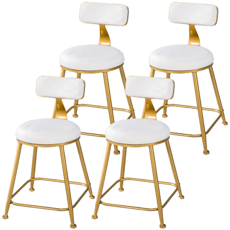 Scandinavian Style Barstool with Metal Leg Round Seat Counter Chair for Kitchen Off-White 4 Piece Set Short Stool(18"H) Clearhalo 'Bar Furniture' 'Bar Stools' 'bar_stools' 'furn' 'furn_bar_stools' 'furniture_bar_stools' 'Kitchen & Dining Furniture' 'kitchen&dining_furn' 'kitchen' 'kitchen_furn' Furniture' 4392862