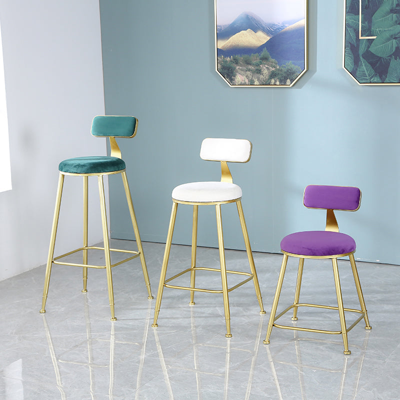 Scandinavian Style Barstool with Metal Leg Round Seat Counter Chair for Kitchen Clearhalo 'Bar Furniture' 'Bar Stools' 'bar_stools' 'furn' 'furn_bar_stools' 'furniture_bar_stools' 'Kitchen & Dining Furniture' 'kitchen&dining_furn' 'kitchen' 'kitchen_furn' Furniture' 4392864