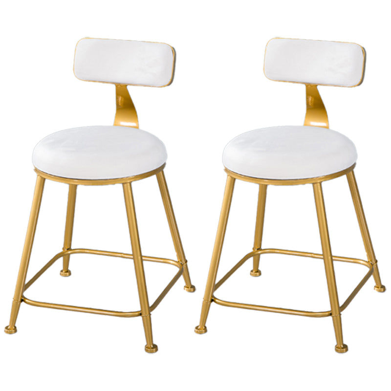 Scandinavian Style Barstool with Metal Leg Round Seat Counter Chair for Kitchen Off-White 2 Piece Set Short Stool(18"H) Clearhalo 'Bar Furniture' 'Bar Stools' 'bar_stools' 'furn' 'furn_bar_stools' 'furniture_bar_stools' 'Kitchen & Dining Furniture' 'kitchen&dining_furn' 'kitchen' 'kitchen_furn' Furniture' 4392865