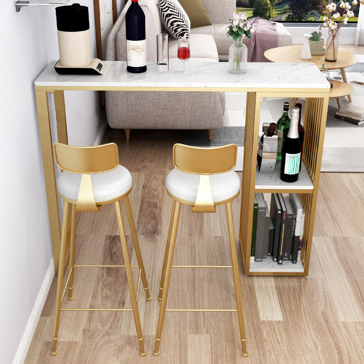 Scandinavian Style Barstool with Metal Leg Round Seat Counter Chair for Kitchen Clearhalo 'Bar Furniture' 'Bar Stools' 'bar_stools' 'furn' 'furn_bar_stools' 'furniture_bar_stools' 'Kitchen & Dining Furniture' 'kitchen&dining_furn' 'kitchen' 'kitchen_furn' Furniture' 4392873