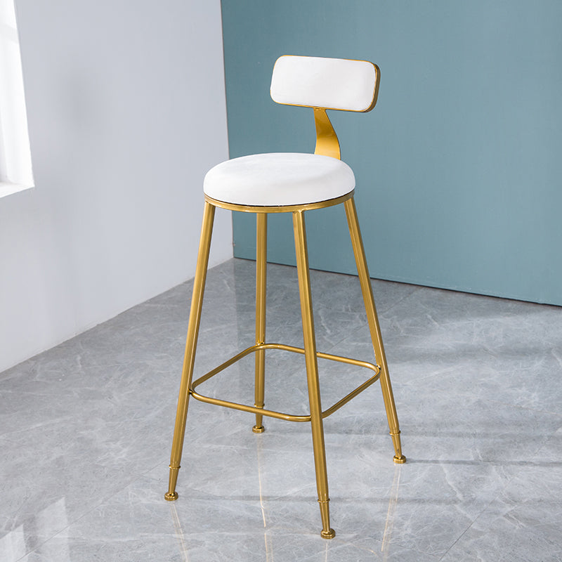 Scandinavian Style Barstool with Metal Leg Round Seat Counter Chair for Kitchen Off-White 1 Piece Bar Stool(30"H) Clearhalo 'Bar Furniture' 'Bar Stools' 'bar_stools' 'furn' 'furn_bar_stools' 'furniture_bar_stools' 'Kitchen & Dining Furniture' 'kitchen&dining_furn' 'kitchen' 'kitchen_furn' Furniture' 4392875