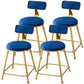 Scandinavian Style Barstool with Metal Leg Round Seat Counter Chair for Kitchen Blue 4 Piece Set Short Stool(18"H) Clearhalo 'Bar Furniture' 'Bar Stools' 'bar_stools' 'furn' 'furn_bar_stools' 'furniture_bar_stools' 'Kitchen & Dining Furniture' 'kitchen&dining_furn' 'kitchen' 'kitchen_furn' Furniture' 4392879