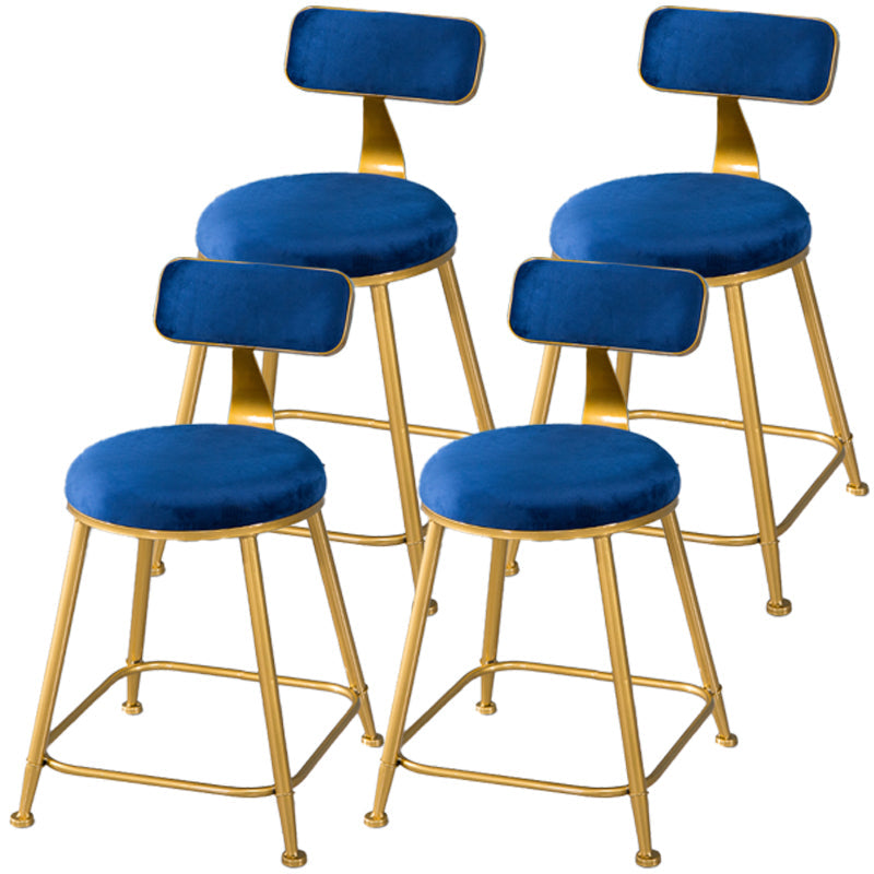 Scandinavian Style Barstool with Metal Leg Round Seat Counter Chair for Kitchen Blue 4 Piece Set Short Stool(18"H) Clearhalo 'Bar Furniture' 'Bar Stools' 'bar_stools' 'furn' 'furn_bar_stools' 'furniture_bar_stools' 'Kitchen & Dining Furniture' 'kitchen&dining_furn' 'kitchen' 'kitchen_furn' Furniture' 4392879