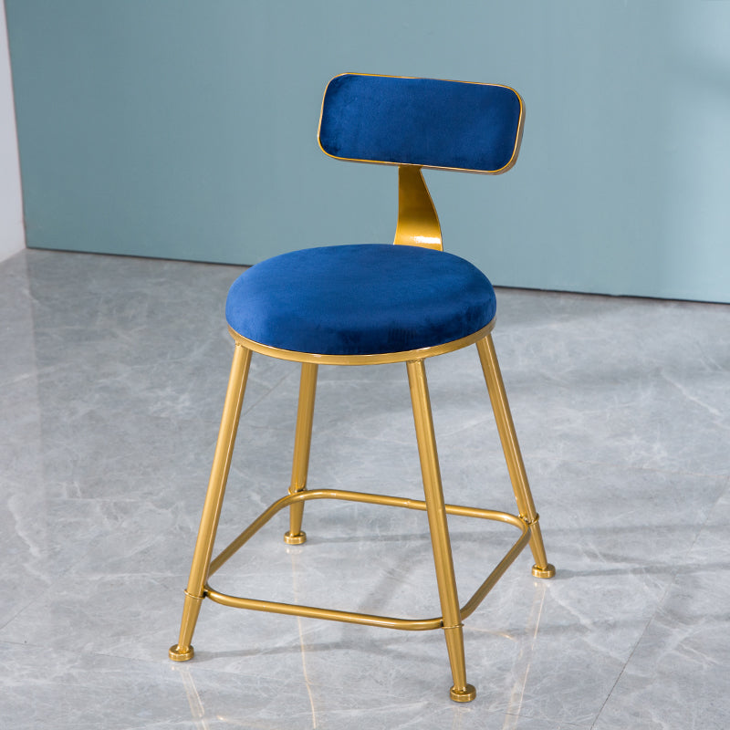 Scandinavian Style Barstool with Metal Leg Round Seat Counter Chair for Kitchen Blue 1 Piece Short Stool(18"H) Clearhalo 'Bar Furniture' 'Bar Stools' 'bar_stools' 'furn' 'furn_bar_stools' 'furniture_bar_stools' 'Kitchen & Dining Furniture' 'kitchen&dining_furn' 'kitchen' 'kitchen_furn' Furniture' 4392880