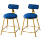 Scandinavian Style Barstool with Metal Leg Round Seat Counter Chair for Kitchen Blue 2 Piece Set Short Stool(18"H) Clearhalo 'Bar Furniture' 'Bar Stools' 'bar_stools' 'furn' 'furn_bar_stools' 'furniture_bar_stools' 'Kitchen & Dining Furniture' 'kitchen&dining_furn' 'kitchen' 'kitchen_furn' Furniture' 4392881
