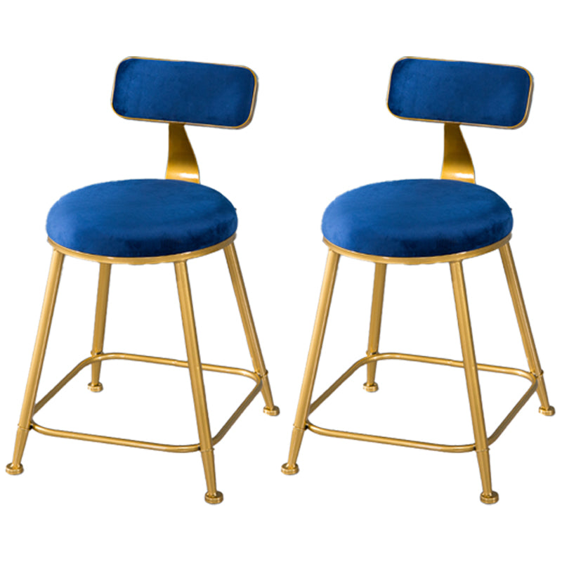 Scandinavian Style Barstool with Metal Leg Round Seat Counter Chair for Kitchen Blue 2 Piece Set Short Stool(18"H) Clearhalo 'Bar Furniture' 'Bar Stools' 'bar_stools' 'furn' 'furn_bar_stools' 'furniture_bar_stools' 'Kitchen & Dining Furniture' 'kitchen&dining_furn' 'kitchen' 'kitchen_furn' Furniture' 4392881