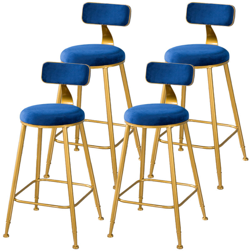 Scandinavian Style Barstool with Metal Leg Round Seat Counter Chair for Kitchen Blue 4 Piece Set Counter Stool(26"H) Clearhalo 'Bar Furniture' 'Bar Stools' 'bar_stools' 'furn' 'furn_bar_stools' 'furniture_bar_stools' 'Kitchen & Dining Furniture' 'kitchen&dining_furn' 'kitchen' 'kitchen_furn' Furniture' 4392882