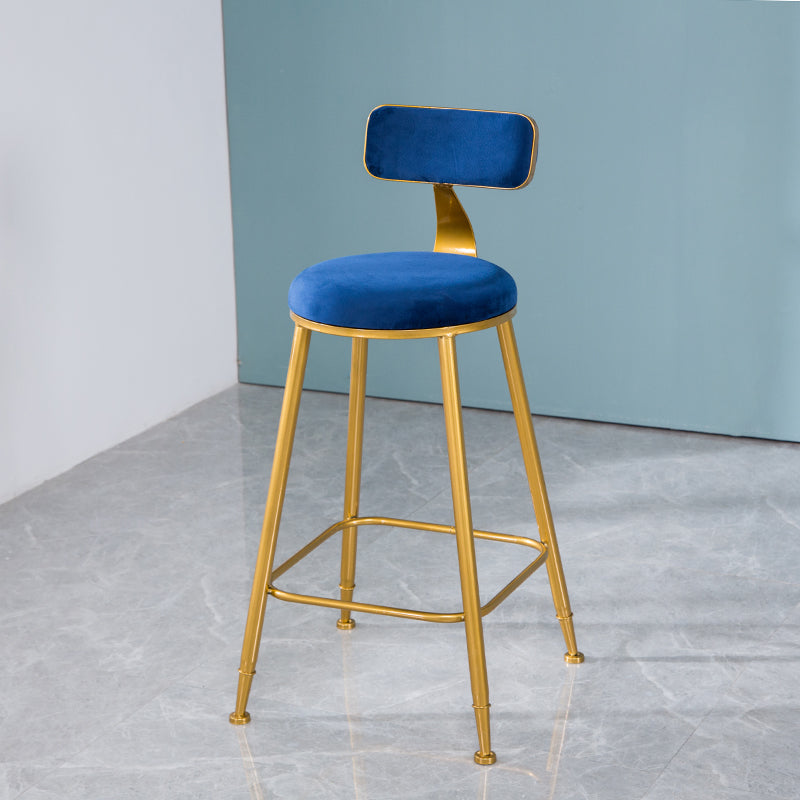 Scandinavian Style Barstool with Metal Leg Round Seat Counter Chair for Kitchen Blue 1 Piece Counter Stool(26"H) Clearhalo 'Bar Furniture' 'Bar Stools' 'bar_stools' 'furn' 'furn_bar_stools' 'furniture_bar_stools' 'Kitchen & Dining Furniture' 'kitchen&dining_furn' 'kitchen' 'kitchen_furn' Furniture' 4392883