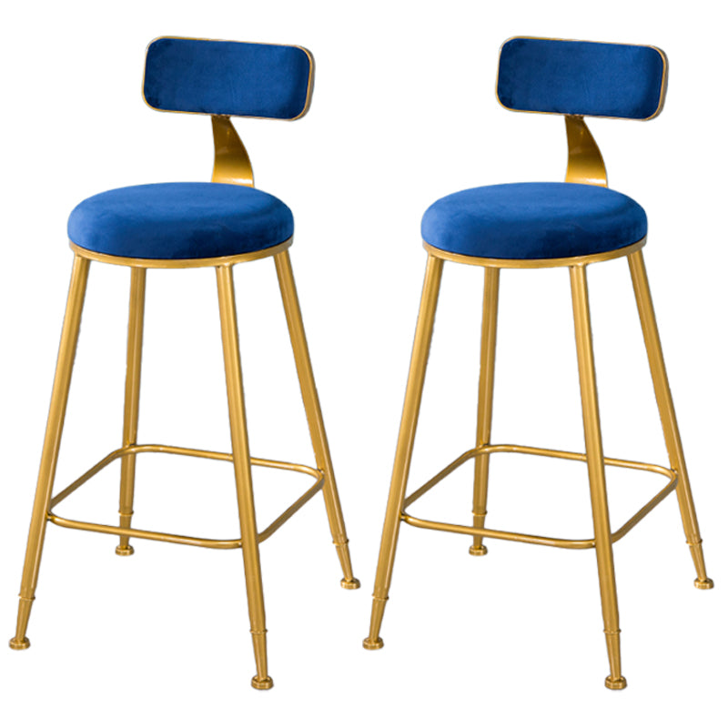 Scandinavian Style Barstool with Metal Leg Round Seat Counter Chair for Kitchen Blue 2 Piece Set Counter Stool(26"H) Clearhalo 'Bar Furniture' 'Bar Stools' 'bar_stools' 'furn' 'furn_bar_stools' 'furniture_bar_stools' 'Kitchen & Dining Furniture' 'kitchen&dining_furn' 'kitchen' 'kitchen_furn' Furniture' 4392884