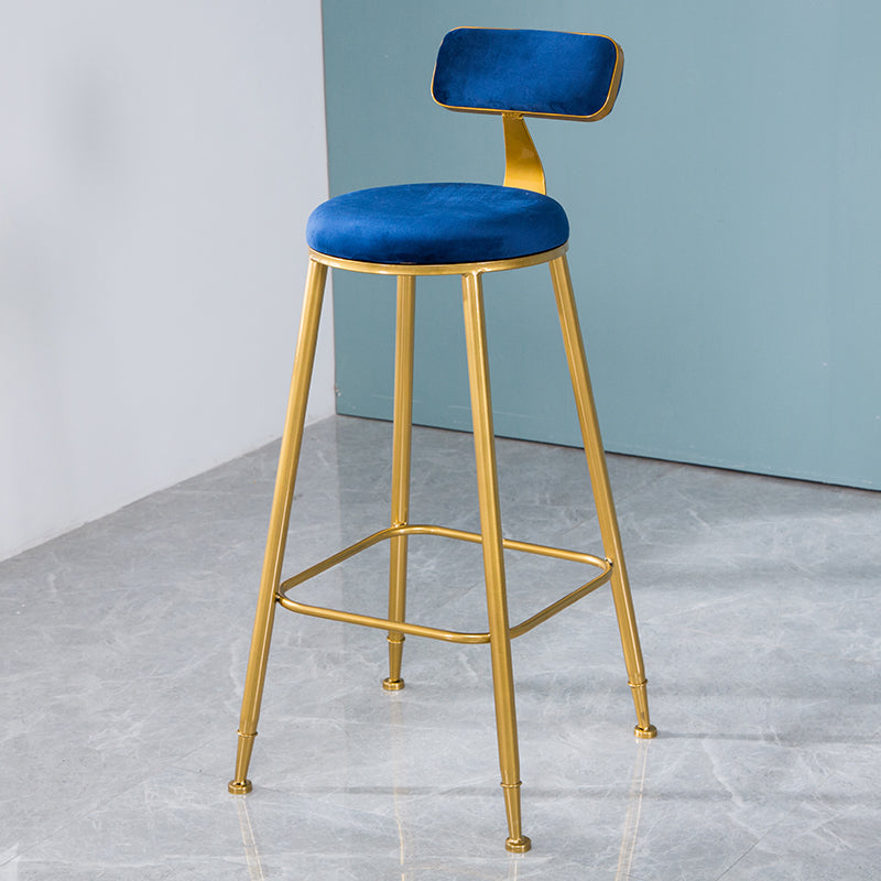 Scandinavian Style Barstool with Metal Leg Round Seat Counter Chair for Kitchen Blue 1 Piece Bar Stool(30"H) Clearhalo 'Bar Furniture' 'Bar Stools' 'bar_stools' 'furn' 'furn_bar_stools' 'furniture_bar_stools' 'Kitchen & Dining Furniture' 'kitchen&dining_furn' 'kitchen' 'kitchen_furn' Furniture' 4392886