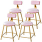 Scandinavian Style Barstool with Metal Leg Round Seat Counter Chair for Kitchen Pink 4 Piece Set Short Stool(18"H) Clearhalo 'Bar Furniture' 'Bar Stools' 'bar_stools' 'furn' 'furn_bar_stools' 'furniture_bar_stools' 'Kitchen & Dining Furniture' 'kitchen&dining_furn' 'kitchen' 'kitchen_furn' Furniture' 4392888