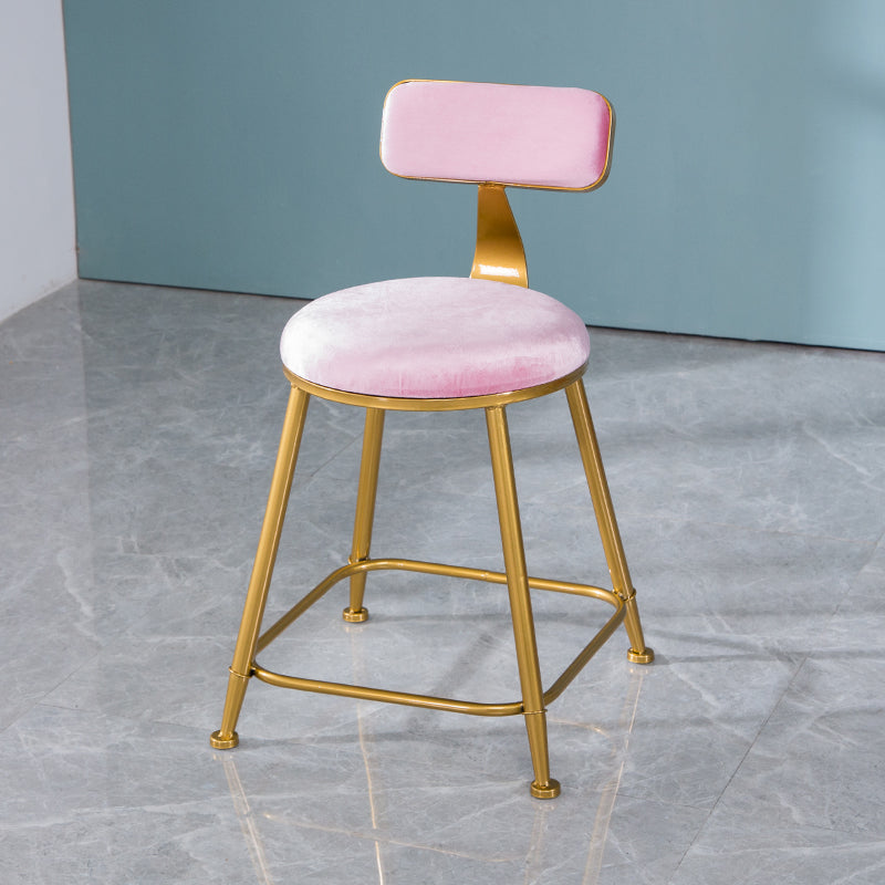 Scandinavian Style Barstool with Metal Leg Round Seat Counter Chair for Kitchen Pink 1 Piece Short Stool(18"H) Clearhalo 'Bar Furniture' 'Bar Stools' 'bar_stools' 'furn' 'furn_bar_stools' 'furniture_bar_stools' 'Kitchen & Dining Furniture' 'kitchen&dining_furn' 'kitchen' 'kitchen_furn' Furniture' 4392889