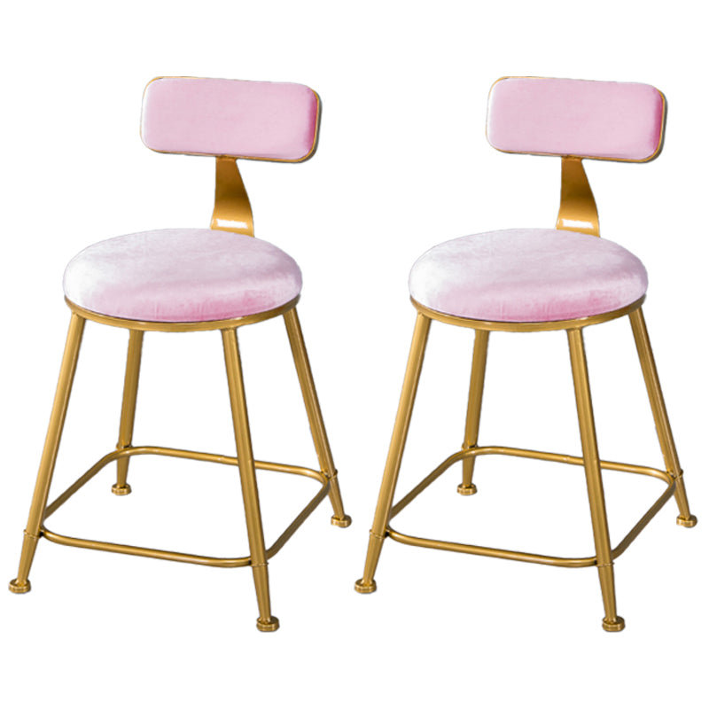 Scandinavian Style Barstool with Metal Leg Round Seat Counter Chair for Kitchen Pink 2 Piece Set Short Stool(18"H) Clearhalo 'Bar Furniture' 'Bar Stools' 'bar_stools' 'furn' 'furn_bar_stools' 'furniture_bar_stools' 'Kitchen & Dining Furniture' 'kitchen&dining_furn' 'kitchen' 'kitchen_furn' Furniture' 4392890