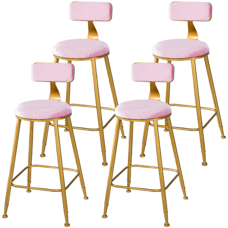 Scandinavian Style Barstool with Metal Leg Round Seat Counter Chair for Kitchen Pink 4 Piece Set Counter Stool(26"H) Clearhalo 'Bar Furniture' 'Bar Stools' 'bar_stools' 'furn' 'furn_bar_stools' 'furniture_bar_stools' 'Kitchen & Dining Furniture' 'kitchen&dining_furn' 'kitchen' 'kitchen_furn' Furniture' 4392891