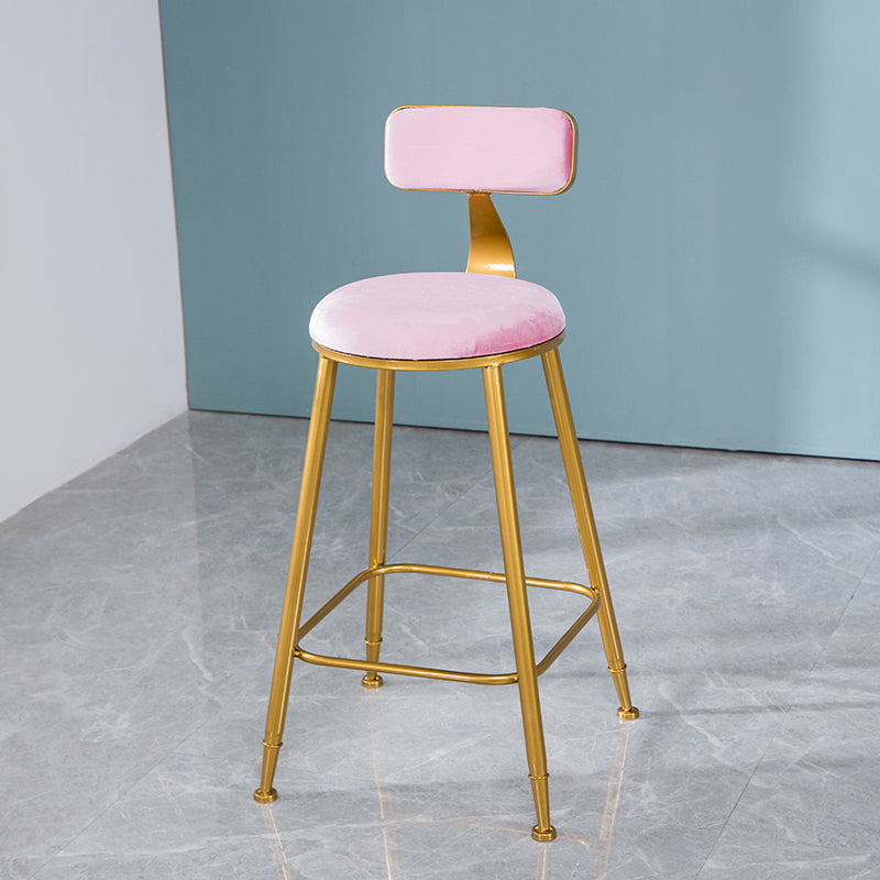 Scandinavian Style Barstool with Metal Leg Round Seat Counter Chair for Kitchen Pink 1 Piece Counter Stool(26"H) Clearhalo 'Bar Furniture' 'Bar Stools' 'bar_stools' 'furn' 'furn_bar_stools' 'furniture_bar_stools' 'Kitchen & Dining Furniture' 'kitchen&dining_furn' 'kitchen' 'kitchen_furn' Furniture' 4392892