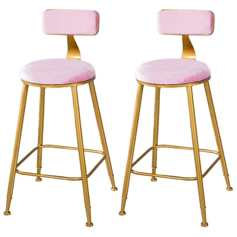 Scandinavian Style Barstool with Metal Leg Round Seat Counter Chair for Kitchen Pink 2 Piece Set Counter Stool(26"H) Clearhalo 'Bar Furniture' 'Bar Stools' 'bar_stools' 'furn' 'furn_bar_stools' 'furniture_bar_stools' 'Kitchen & Dining Furniture' 'kitchen&dining_furn' 'kitchen' 'kitchen_furn' Furniture' 4392893