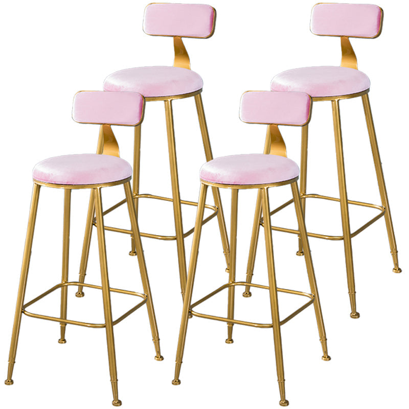 Scandinavian Style Barstool with Metal Leg Round Seat Counter Chair for Kitchen Pink 4 Piece Set Bar Stool(30"H) Clearhalo 'Bar Furniture' 'Bar Stools' 'bar_stools' 'furn' 'furn_bar_stools' 'furniture_bar_stools' 'Kitchen & Dining Furniture' 'kitchen&dining_furn' 'kitchen' 'kitchen_furn' Furniture' 4392894