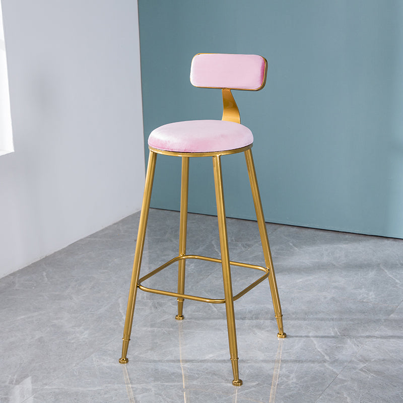 Scandinavian Style Barstool with Metal Leg Round Seat Counter Chair for Kitchen Pink 1 Piece Bar Stool(30"H) Clearhalo 'Bar Furniture' 'Bar Stools' 'bar_stools' 'furn' 'furn_bar_stools' 'furniture_bar_stools' 'Kitchen & Dining Furniture' 'kitchen&dining_furn' 'kitchen' 'kitchen_furn' Furniture' 4392895