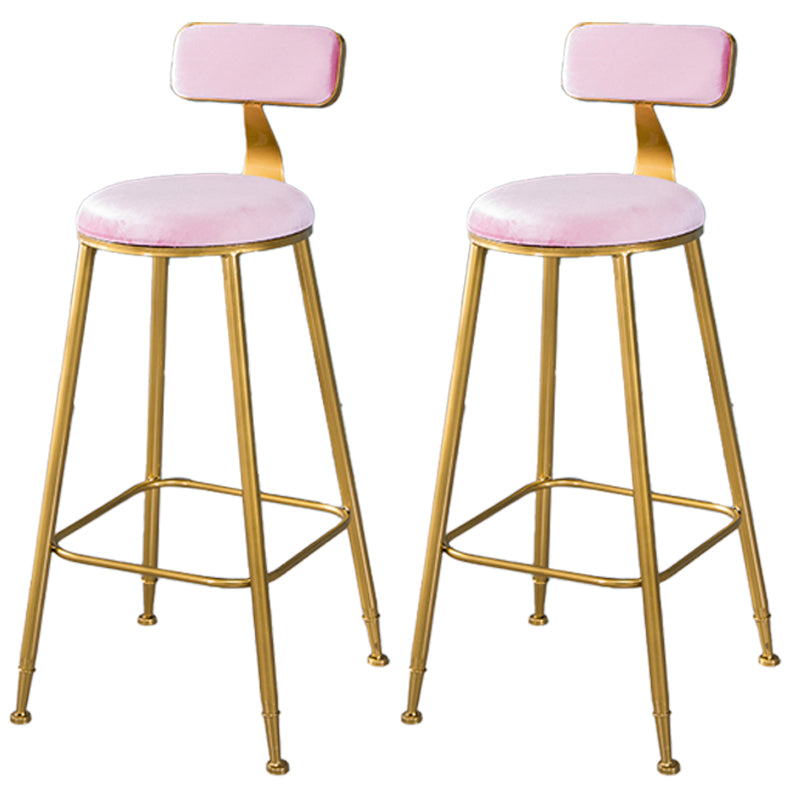Scandinavian Style Barstool with Metal Leg Round Seat Counter Chair for Kitchen Pink 2 Piece Set Bar Stool(30"H) Clearhalo 'Bar Furniture' 'Bar Stools' 'bar_stools' 'furn' 'furn_bar_stools' 'furniture_bar_stools' 'Kitchen & Dining Furniture' 'kitchen&dining_furn' 'kitchen' 'kitchen_furn' Furniture' 4392896