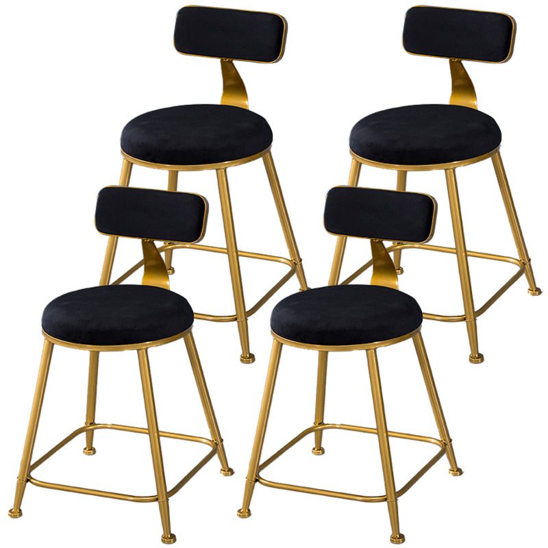 Scandinavian Style Barstool with Metal Leg Round Seat Counter Chair for Kitchen Black 4 Piece Set Short Stool(18"H) Clearhalo 'Bar Furniture' 'Bar Stools' 'bar_stools' 'furn' 'furn_bar_stools' 'furniture_bar_stools' 'Kitchen & Dining Furniture' 'kitchen&dining_furn' 'kitchen' 'kitchen_furn' Furniture' 4392897
