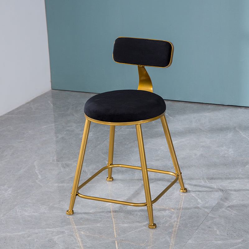 Scandinavian Style Barstool with Metal Leg Round Seat Counter Chair for Kitchen Black 1 Piece Short Stool(18"H) Clearhalo 'Bar Furniture' 'Bar Stools' 'bar_stools' 'furn' 'furn_bar_stools' 'furniture_bar_stools' 'Kitchen & Dining Furniture' 'kitchen&dining_furn' 'kitchen' 'kitchen_furn' Furniture' 4392898