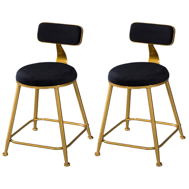 Scandinavian Style Barstool with Metal Leg Round Seat Counter Chair for Kitchen Black 2 Piece Set Short Stool(18"H) Clearhalo 'Bar Furniture' 'Bar Stools' 'bar_stools' 'furn' 'furn_bar_stools' 'furniture_bar_stools' 'Kitchen & Dining Furniture' 'kitchen&dining_furn' 'kitchen' 'kitchen_furn' Furniture' 4392899