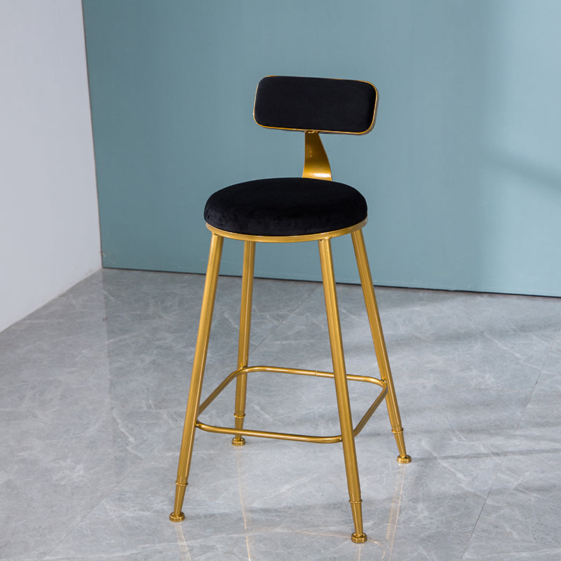 Scandinavian Style Barstool with Metal Leg Round Seat Counter Chair for Kitchen Black 1 Piece Counter Stool(26"H) Clearhalo 'Bar Furniture' 'Bar Stools' 'bar_stools' 'furn' 'furn_bar_stools' 'furniture_bar_stools' 'Kitchen & Dining Furniture' 'kitchen&dining_furn' 'kitchen' 'kitchen_furn' Furniture' 4392901