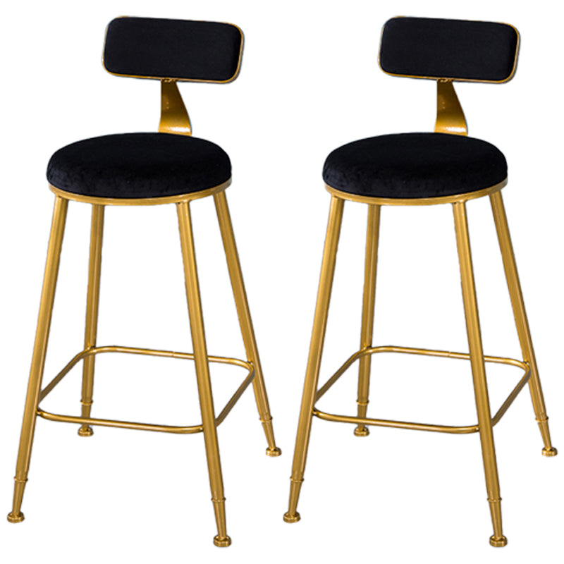 Scandinavian Style Barstool with Metal Leg Round Seat Counter Chair for Kitchen Black 2 Piece Set Counter Stool(26"H) Clearhalo 'Bar Furniture' 'Bar Stools' 'bar_stools' 'furn' 'furn_bar_stools' 'furniture_bar_stools' 'Kitchen & Dining Furniture' 'kitchen&dining_furn' 'kitchen' 'kitchen_furn' Furniture' 4392902