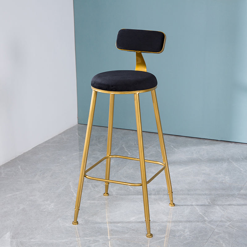 Scandinavian Style Barstool with Metal Leg Round Seat Counter Chair for Kitchen Black 1 Piece Bar Stool(30"H) Clearhalo 'Bar Furniture' 'Bar Stools' 'bar_stools' 'furn' 'furn_bar_stools' 'furniture_bar_stools' 'Kitchen & Dining Furniture' 'kitchen&dining_furn' 'kitchen' 'kitchen_furn' Furniture' 4392904