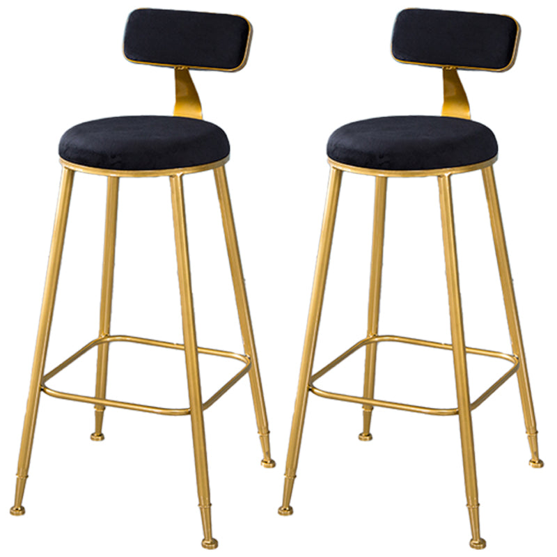 Scandinavian Style Barstool with Metal Leg Round Seat Counter Chair for Kitchen Black 2 Piece Set Bar Stool(30"H) Clearhalo 'Bar Furniture' 'Bar Stools' 'bar_stools' 'furn' 'furn_bar_stools' 'furniture_bar_stools' 'Kitchen & Dining Furniture' 'kitchen&dining_furn' 'kitchen' 'kitchen_furn' Furniture' 4392905