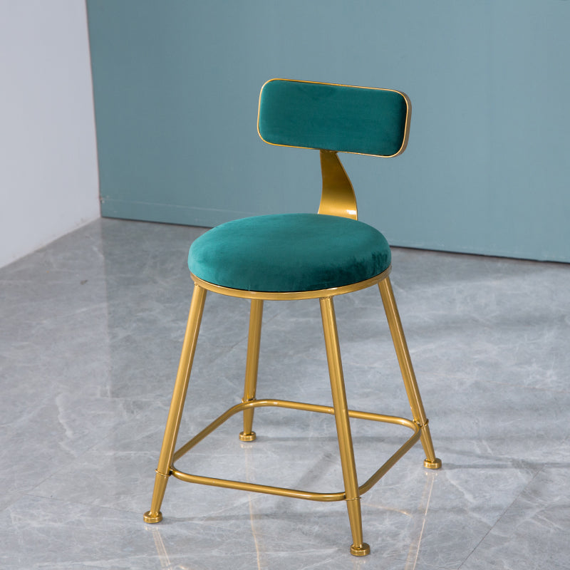 Scandinavian Style Barstool with Metal Leg Round Seat Counter Chair for Kitchen Green 1 Piece Short Stool(18"H) Clearhalo 'Bar Furniture' 'Bar Stools' 'bar_stools' 'furn' 'furn_bar_stools' 'furniture_bar_stools' 'Kitchen & Dining Furniture' 'kitchen&dining_furn' 'kitchen' 'kitchen_furn' Furniture' 4392907
