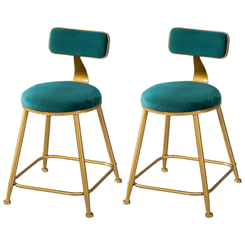 Scandinavian Style Barstool with Metal Leg Round Seat Counter Chair for Kitchen Green 2 Piece Set Short Stool(18"H) Clearhalo 'Bar Furniture' 'Bar Stools' 'bar_stools' 'furn' 'furn_bar_stools' 'furniture_bar_stools' 'Kitchen & Dining Furniture' 'kitchen&dining_furn' 'kitchen' 'kitchen_furn' Furniture' 4392908
