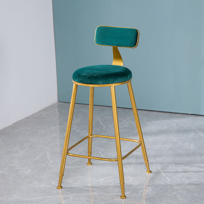 Scandinavian Style Barstool with Metal Leg Round Seat Counter Chair for Kitchen Green 1 Piece Counter Stool(26"H) Clearhalo 'Bar Furniture' 'Bar Stools' 'bar_stools' 'furn' 'furn_bar_stools' 'furniture_bar_stools' 'Kitchen & Dining Furniture' 'kitchen&dining_furn' 'kitchen' 'kitchen_furn' Furniture' 4392910