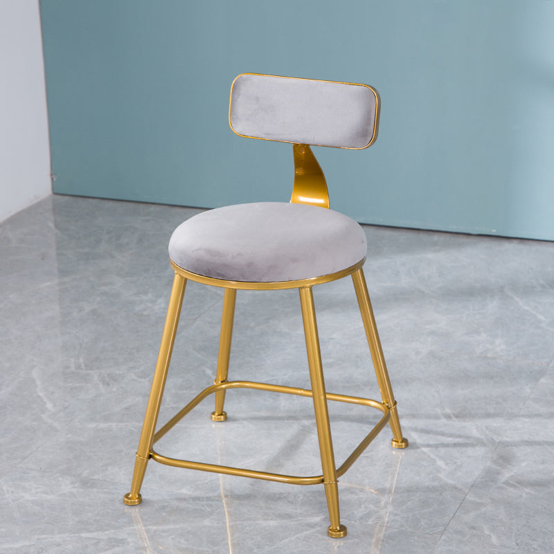 Scandinavian Style Barstool with Metal Leg Round Seat Counter Chair for Kitchen Grey 1 Piece Short Stool(18"H) Clearhalo 'Bar Furniture' 'Bar Stools' 'bar_stools' 'furn' 'furn_bar_stools' 'furniture_bar_stools' 'Kitchen & Dining Furniture' 'kitchen&dining_furn' 'kitchen' 'kitchen_furn' Furniture' 4392916