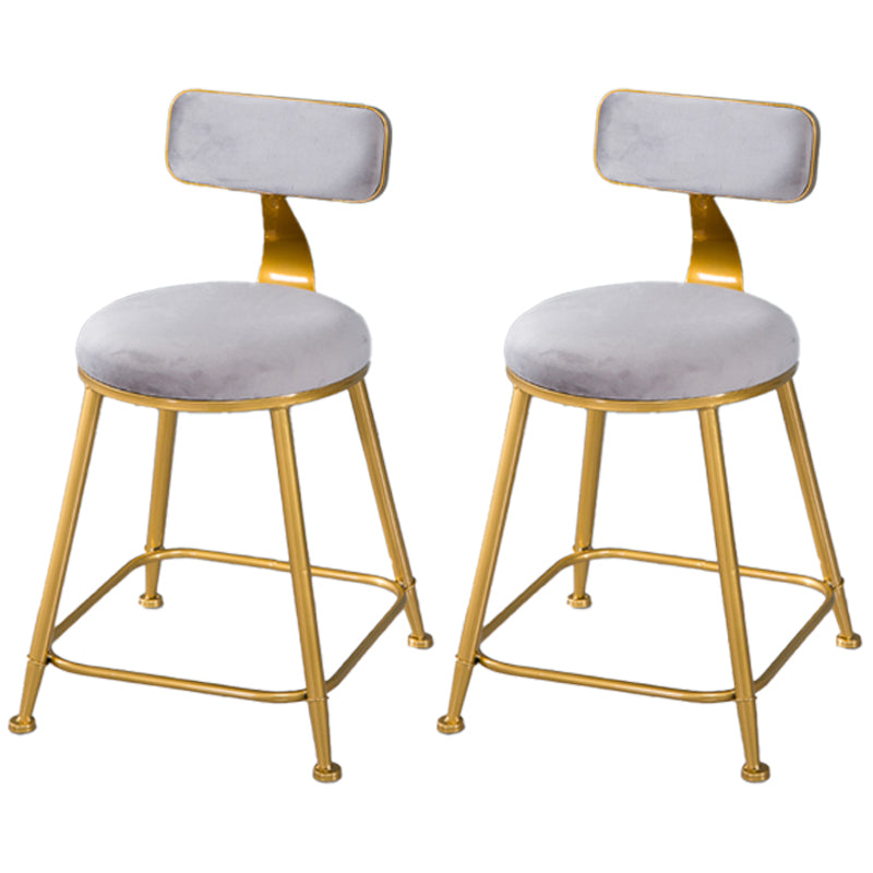 Scandinavian Style Barstool with Metal Leg Round Seat Counter Chair for Kitchen Grey 2 Piece Set Short Stool(18"H) Clearhalo 'Bar Furniture' 'Bar Stools' 'bar_stools' 'furn' 'furn_bar_stools' 'furniture_bar_stools' 'Kitchen & Dining Furniture' 'kitchen&dining_furn' 'kitchen' 'kitchen_furn' Furniture' 4392917