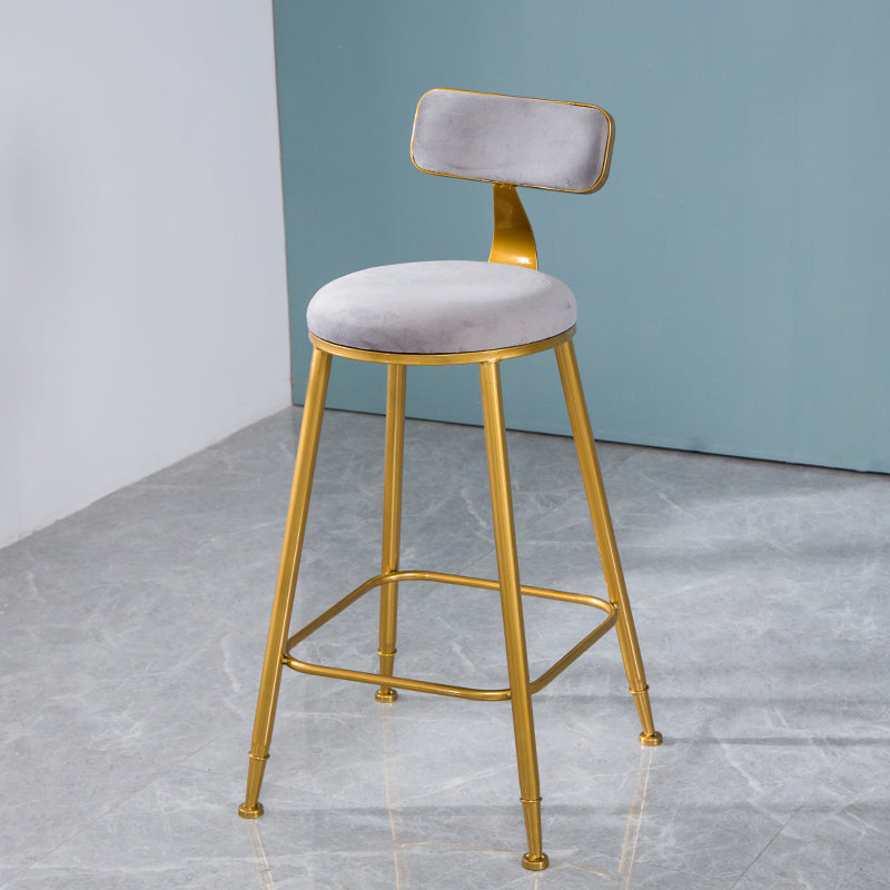 Scandinavian Style Barstool with Metal Leg Round Seat Counter Chair for Kitchen Grey 1 Piece Counter Stool(26"H) Clearhalo 'Bar Furniture' 'Bar Stools' 'bar_stools' 'furn' 'furn_bar_stools' 'furniture_bar_stools' 'Kitchen & Dining Furniture' 'kitchen&dining_furn' 'kitchen' 'kitchen_furn' Furniture' 4392919
