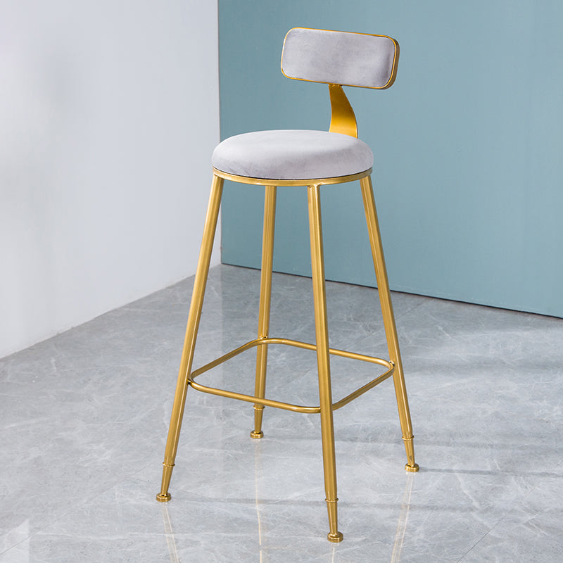 Scandinavian Style Barstool with Metal Leg Round Seat Counter Chair for Kitchen Grey 1 Piece Bar Stool(30"H) Clearhalo 'Bar Furniture' 'Bar Stools' 'bar_stools' 'furn' 'furn_bar_stools' 'furniture_bar_stools' 'Kitchen & Dining Furniture' 'kitchen&dining_furn' 'kitchen' 'kitchen_furn' Furniture' 4392922