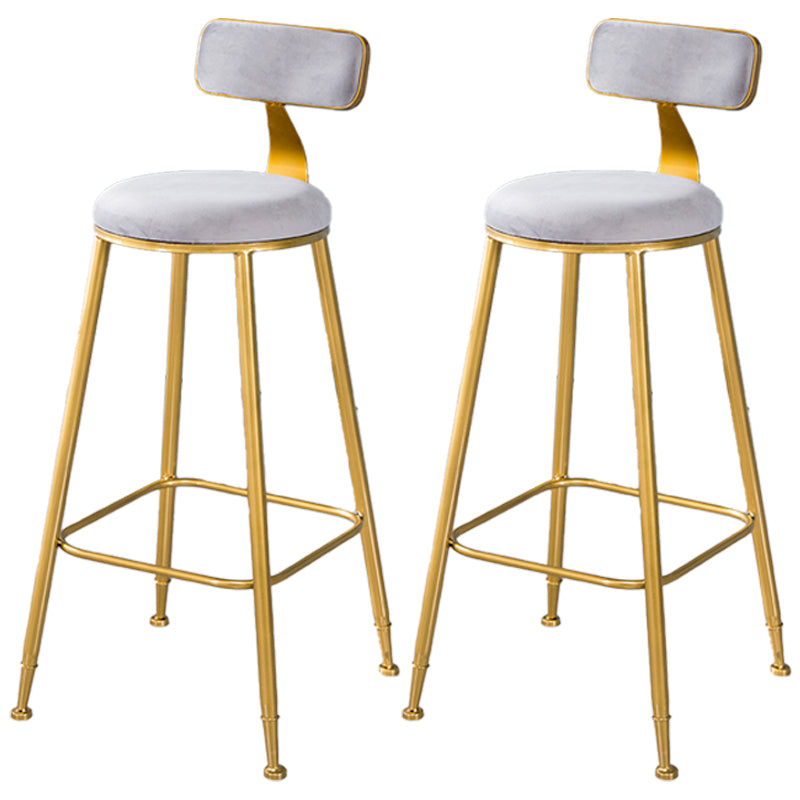 Scandinavian Style Barstool with Metal Leg Round Seat Counter Chair for Kitchen Grey 2 Piece Set Bar Stool(30"H) Clearhalo 'Bar Furniture' 'Bar Stools' 'bar_stools' 'furn' 'furn_bar_stools' 'furniture_bar_stools' 'Kitchen & Dining Furniture' 'kitchen&dining_furn' 'kitchen' 'kitchen_furn' Furniture' 4392923