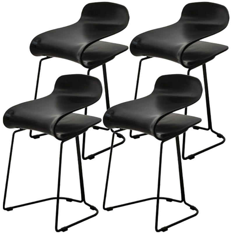 Scandinavian Style Bar-stool with PP Seat Counter Stools for Kitchen Black 4 Piece Set Short Stool(22"H) Clearhalo 'Bar Furniture' 'Bar Stools' 'bar_stools' 'furn' 'furn_bar_stools' 'furniture_bar_stools' 'Kitchen & Dining Furniture' 'kitchen&dining_furn' 'kitchen' 'kitchen_furn' Furniture' 4392928
