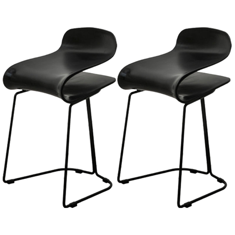 Scandinavian Style Bar-stool with PP Seat Counter Stools for Kitchen Black 2 Piece Set Short Stool(22"H) Clearhalo 'Bar Furniture' 'Bar Stools' 'bar_stools' 'furn' 'furn_bar_stools' 'furniture_bar_stools' 'Kitchen & Dining Furniture' 'kitchen&dining_furn' 'kitchen' 'kitchen_furn' Furniture' 4392932