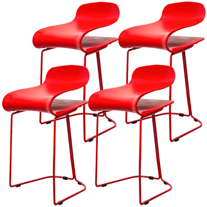 Scandinavian Style Bar-stool with PP Seat Counter Stools for Kitchen Red 4 Piece Set Short Stool(22"H) Clearhalo 'Bar Furniture' 'Bar Stools' 'bar_stools' 'furn' 'furn_bar_stools' 'furniture_bar_stools' 'Kitchen & Dining Furniture' 'kitchen&dining_furn' 'kitchen' 'kitchen_furn' Furniture' 4392945