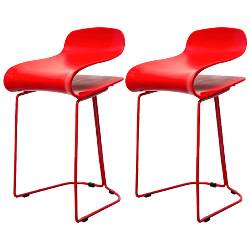 Scandinavian Style Bar-stool with PP Seat Counter Stools for Kitchen Red 2 Piece Set Short Stool(22"H) Clearhalo 'Bar Furniture' 'Bar Stools' 'bar_stools' 'furn' 'furn_bar_stools' 'furniture_bar_stools' 'Kitchen & Dining Furniture' 'kitchen&dining_furn' 'kitchen' 'kitchen_furn' Furniture' 4392948