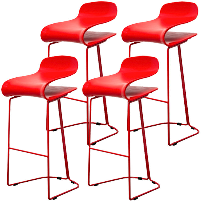 Scandinavian Style Bar-stool with PP Seat Counter Stools for Kitchen Red 4 Piece Set Counter Stool(26"H) Clearhalo 'Bar Furniture' 'Bar Stools' 'bar_stools' 'furn' 'furn_bar_stools' 'furniture_bar_stools' 'Kitchen & Dining Furniture' 'kitchen&dining_furn' 'kitchen' 'kitchen_furn' Furniture' 4392949