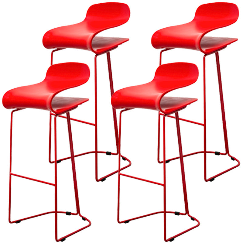 Scandinavian Style Bar-stool with PP Seat Counter Stools for Kitchen Red 4 Piece Set Bar Stool(30"H) Clearhalo 'Bar Furniture' 'Bar Stools' 'bar_stools' 'furn' 'furn_bar_stools' 'furniture_bar_stools' 'Kitchen & Dining Furniture' 'kitchen&dining_furn' 'kitchen' 'kitchen_furn' Furniture' 4392952