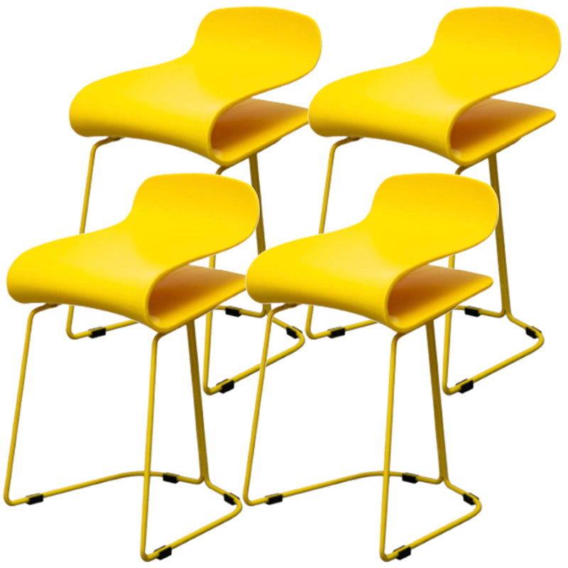 Scandinavian Style Bar-stool with PP Seat Counter Stools for Kitchen Yellow 4 Piece Set Short Stool(22"H) Clearhalo 'Bar Furniture' 'Bar Stools' 'bar_stools' 'furn' 'furn_bar_stools' 'furniture_bar_stools' 'Kitchen & Dining Furniture' 'kitchen&dining_furn' 'kitchen' 'kitchen_furn' Furniture' 4392955