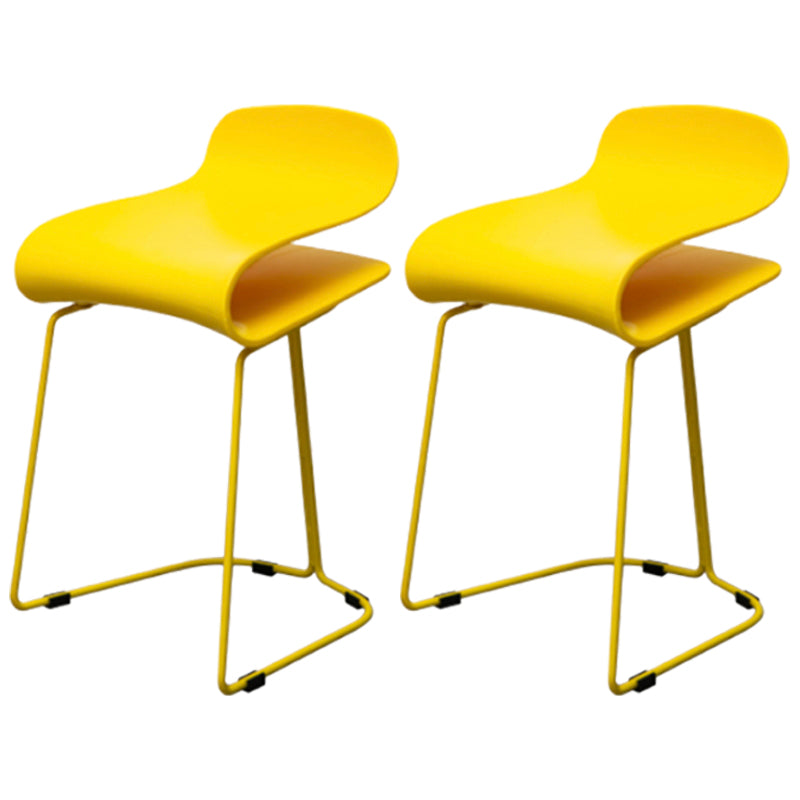 Scandinavian Style Bar-stool with PP Seat Counter Stools for Kitchen Yellow 2 Piece Set Short Stool(22"H) Clearhalo 'Bar Furniture' 'Bar Stools' 'bar_stools' 'furn' 'furn_bar_stools' 'furniture_bar_stools' 'Kitchen & Dining Furniture' 'kitchen&dining_furn' 'kitchen' 'kitchen_furn' Furniture' 4392957