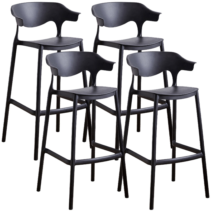 Scandinavian Style PP Bar-stool Square Seat Counter Stool for Kitchen Bar Black 4 Piece Set Bar Stool(30"H) Clearhalo 'Bar Furniture' 'Bar Stools' 'bar_stools' 'furn' 'furn_bar_stools' 'furniture_bar_stools' 'Kitchen & Dining Furniture' 'kitchen&dining_furn' 'kitchen' 'kitchen_furn' Furniture' 4393019