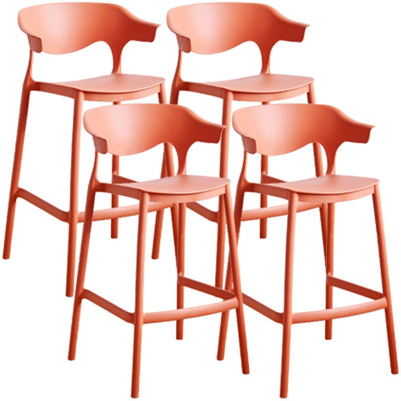 Scandinavian Style PP Bar-stool Square Seat Counter Stool for Kitchen Bar Orange 4 Piece Set Counter Stool(26"H) Clearhalo 'Bar Furniture' 'Bar Stools' 'bar_stools' 'furn' 'furn_bar_stools' 'furniture_bar_stools' 'Kitchen & Dining Furniture' 'kitchen&dining_furn' 'kitchen' 'kitchen_furn' Furniture' 4393022